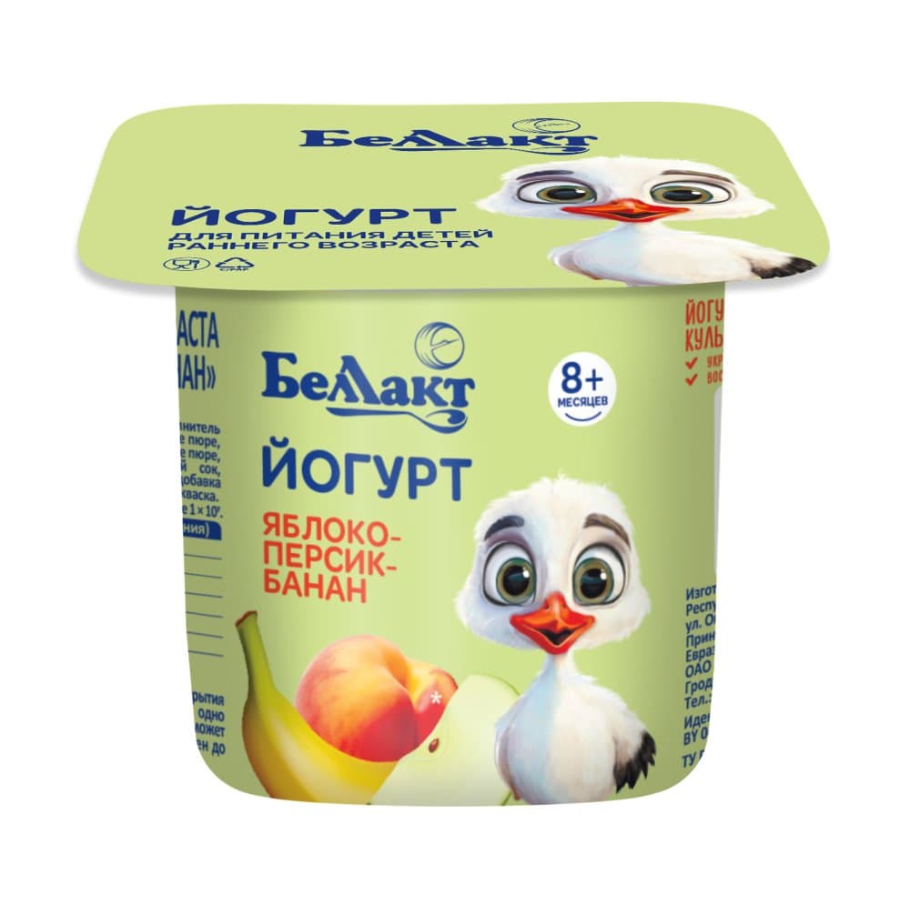 Йогурт детский "Беллакт" "Яблоко-персик-банан" 3 %, 100 г.