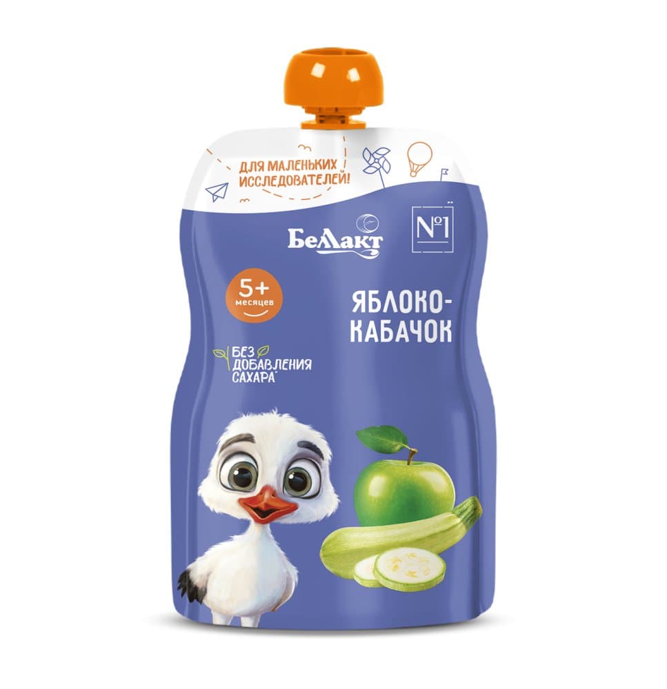 Пюре для детского питания «Беллакт» Яблоко-кабачок, 90 г. 1