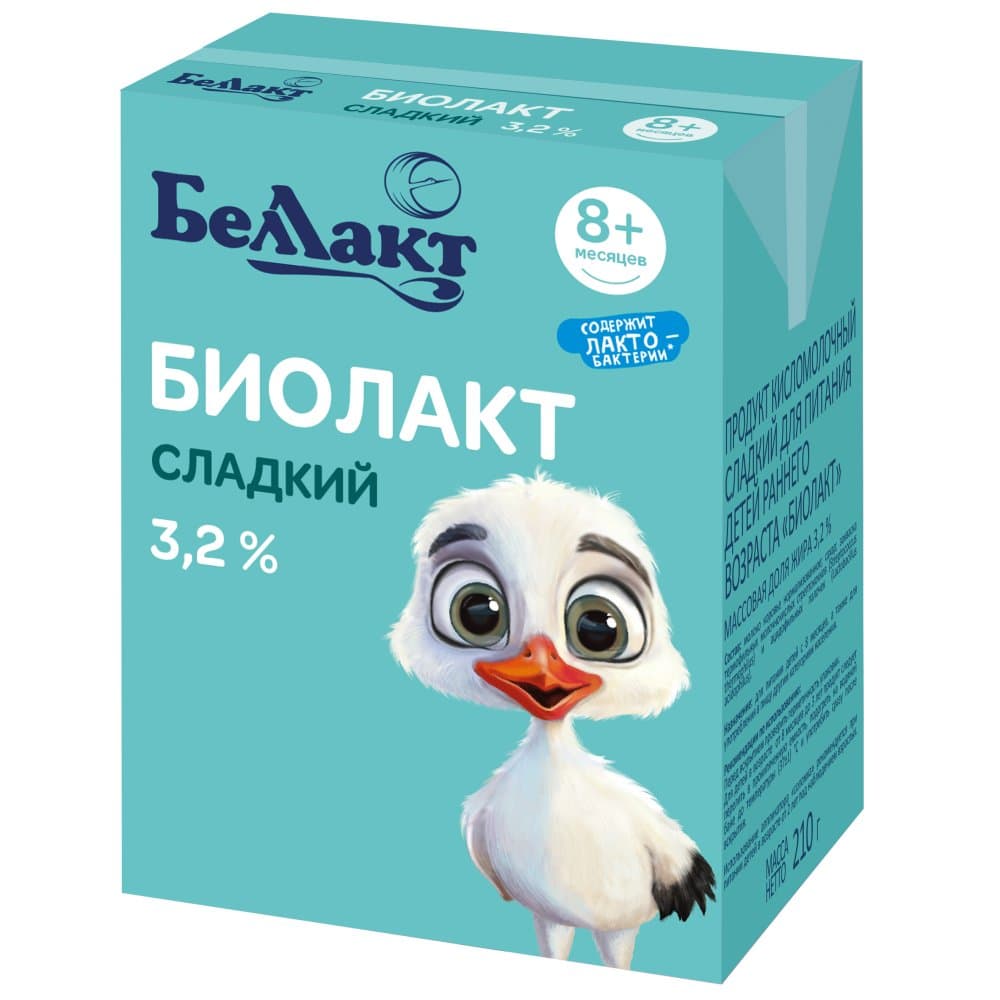 Продукт кисломолочный сладкий «Биолакт» 3,2 %, 210 мл.
