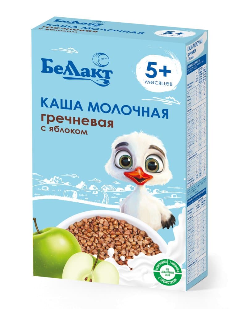 Каша на зерно-молочной основе гречневая с яблоком «Беллакт», 250 г
