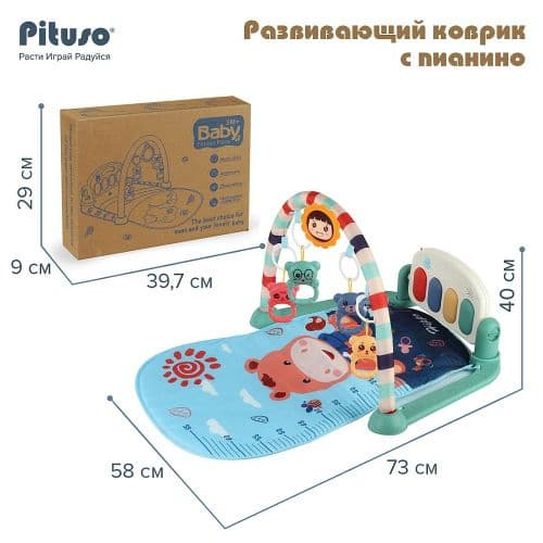 Развивающий коврик с пианино музыкальный Pituso «Бегемотик» HW22050300 3