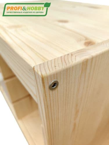 Стеллаж вертикальный двойной 870×300×910, сосна, 6 контейнеров, без покраски 4