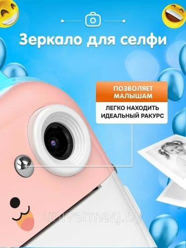 Фотоаппарат моментальной печати детский Котик светящиеся ушки 2