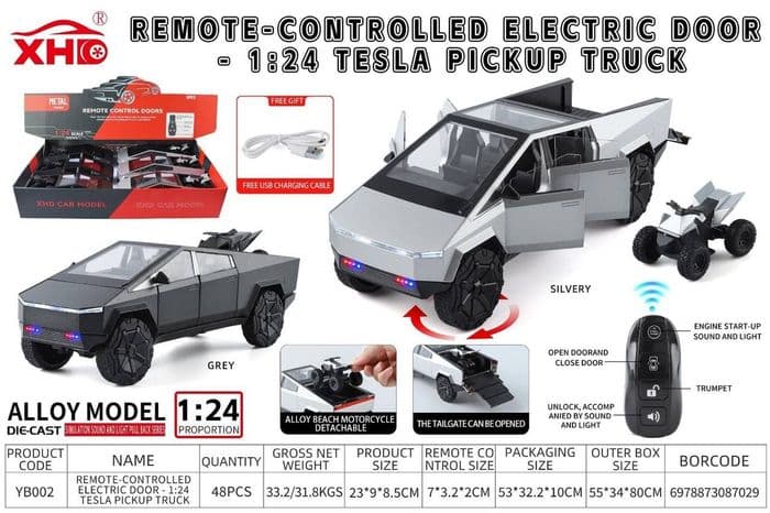 Металлическая машинка Tesla Cybertruck - тесла кибертрак + квадроцикл, пульт управления. 2