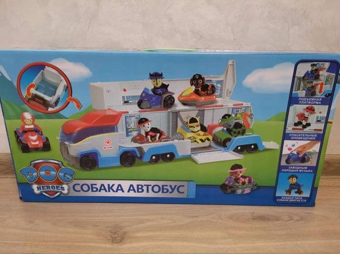 Автовоз трейлер и 7 машинок с фигурками Щенячий патруль с лифтом 2