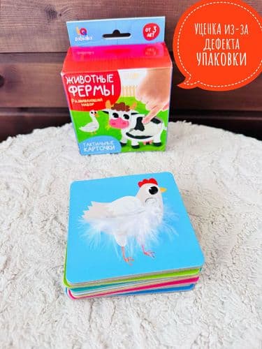 Развивающий набор тактильные карточки Уценка (примята картонная упаковка, см фото) Домашние животны