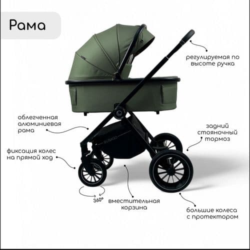 Модульная коляска 2в1 BubaGO Bloom цвет ЧЕРНЫЙ 3