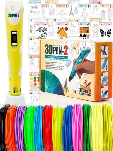 Детская ручка 3Д 3D с трафаретами pen-3 для создания объемных изображений с LCD дисплеем