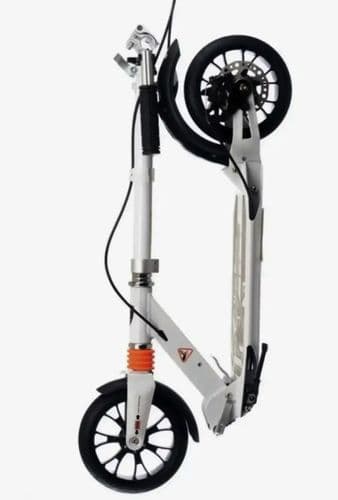 Самокат двухколесный Urban Scooter 116D с дисковым тормозом и 2 амортизаторами черный и белый цвет 3