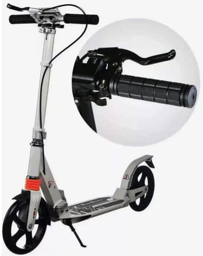 Самокат двухколесный Urban Scooter 116D с дисковым тормозом и 2 амортизаторами черный и белый цвет 4