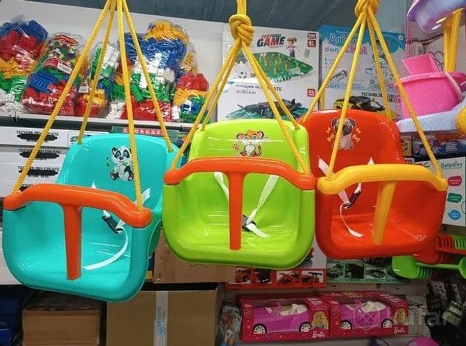 Детские подвесные качели пластиковые с защитными ремнями для дома и улицы