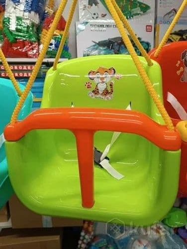 Детские подвесные качели пластиковые с защитными ремнями для дома и улицы 5