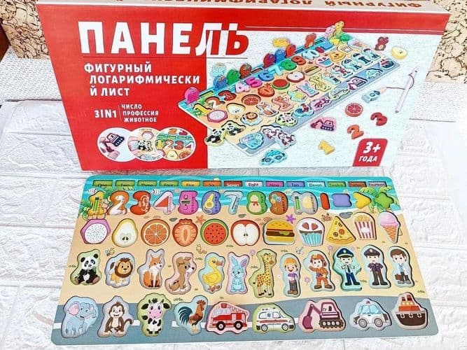 Развивающие игрушки для малышей Панель/Сортер деревянный по методике Монтессори с магнитной рыбалкой 2
