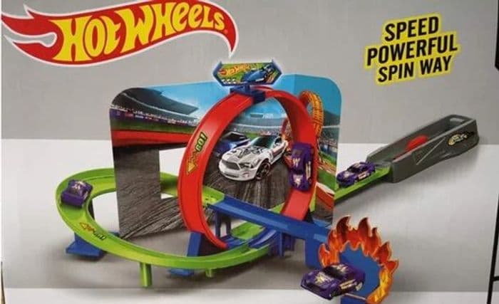 Трек Хот вилс Hot wheels с трамплином автозапуском и 2 машинки, игрушки автотрек гоночный Хотвилс 2