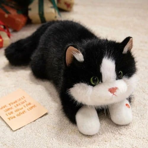 Милые мягкие плюшевые игрушки с имитацией кошки, пушистая вуалированная имитация котенка, Black