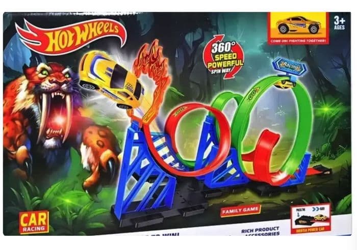 Автотрек с пусковым механизмом и препятствиями аналог Hot Wheels игровой набор для мальчика