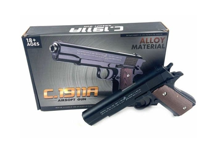 Детский игрушечный пневматический пистолет 1911A из металла, детская игрушечная пневматика воздушка