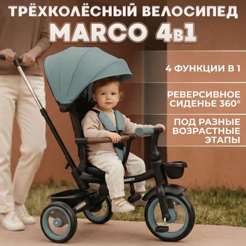 Детский трехколесный велосипед Bubago Marco 4 в , надувные колеса, поворотное сидение, корзина АКЦИЯ 3