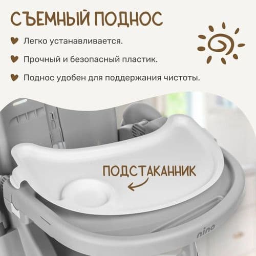 Стульчик для кормления NINO Tummy с рождения, регулируемая спинка складной на колесиках РАЗНЫЕ ЦВЕТА 4