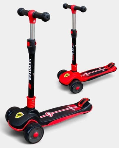 Самокат складной Scooter MAXI Ferrari широкие колеса, самокат трехколесный 2-9 лет ДОСТАВКА