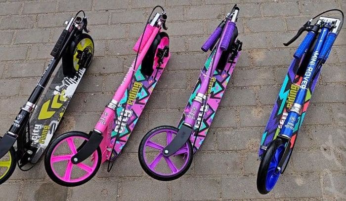 Самокат двухколесный SCOOTER, ручной тормоз, городской, подростковый складной БОЛЬШИЕ колеса 220 мм 3