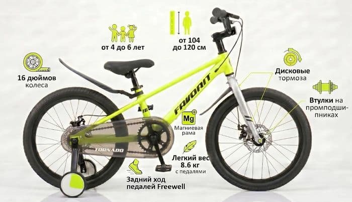 Велосипед детский с приставными колесами 14'', 16'', 18'', 20 диаметр колес ДОСТАВКА 2