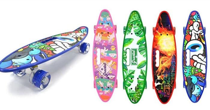 Скейтборд, пенниборд СВЕТЯЩИЕСЯ колеса, пенниборд для начинающих Penny Board, светящиеся колеса 3