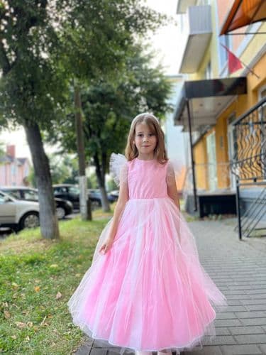 Розовое детское платье с блеском 2