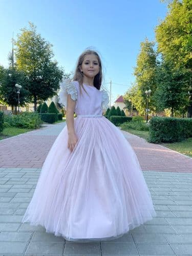 длинное платье цвета розовая пудра 4