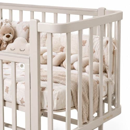 Кроватка Indigo Bella продольный маятник на колесах 120х60 см 2