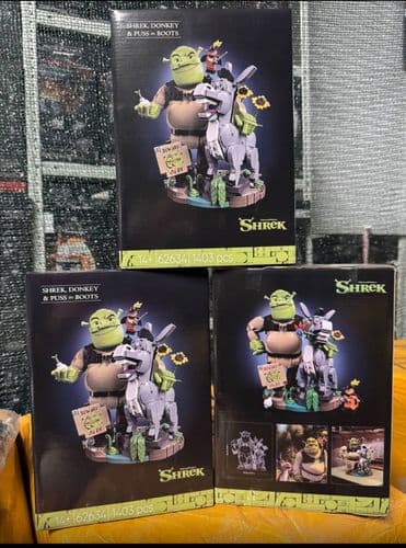 Конструктор аналог LEGO Фигурки Шрек, Осел и Кот в сапогах