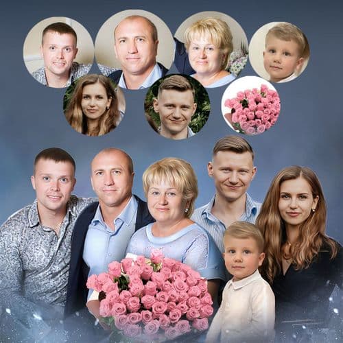 Семейный портрет из разных фотографий 3