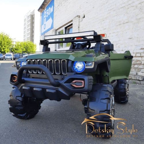 Двухместный детский электромобиль Hummer 4X4 lux (хаки) 3