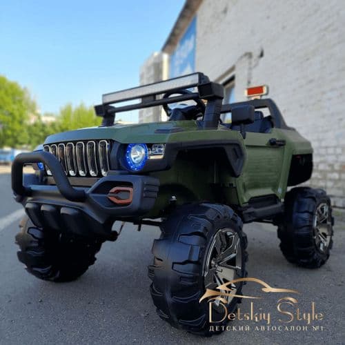 Двухместный детский электромобиль Hummer 4X4 lux (хаки) 2