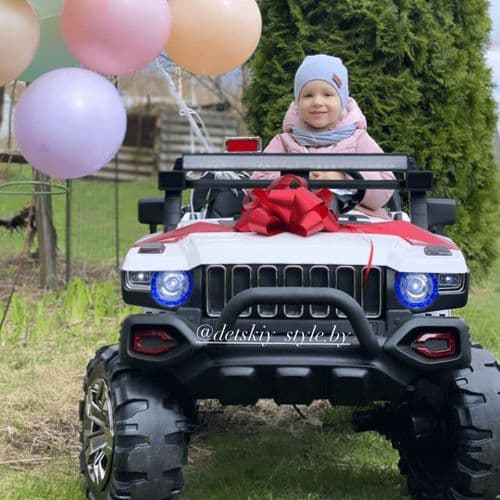 Двухместный детский электромобиль Hummer 4X4 lux (белый) 5