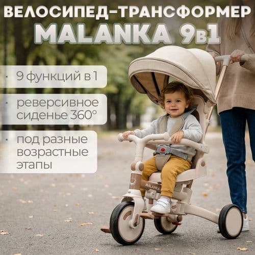 NEW Детский трехколесный велосипед беговел 9 в 1 BubaGO BG 211 Malanka Коричневый