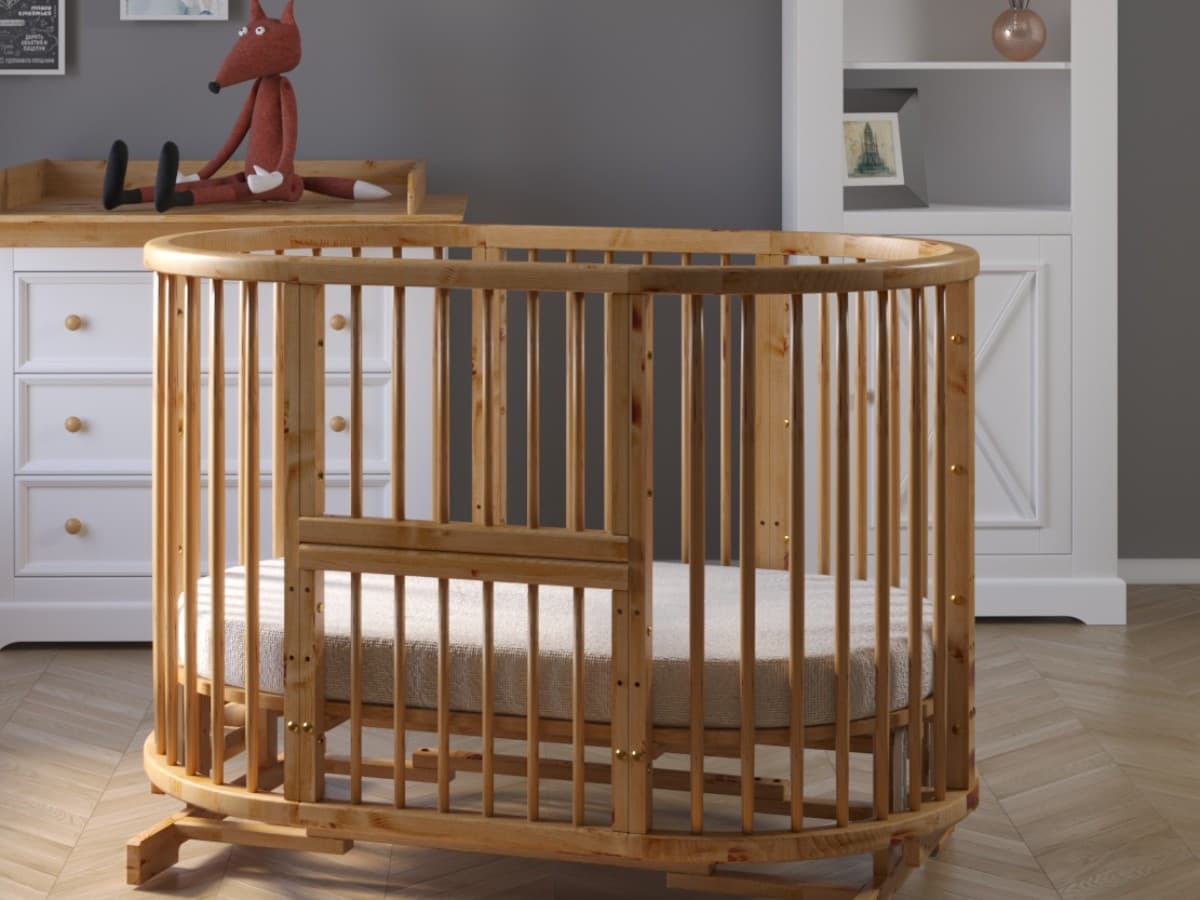 Кровать детская овальная без м/м 20.16.20.38.14 "Bambini" цвет Натуральный (отделка браун)