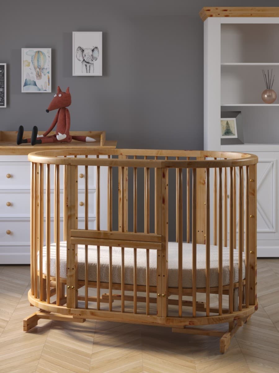 Кровать детская овальная с м/м 20.16.20.38.141 "Bambini" цвет Натуральный (отделка браун)