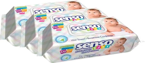 Влажные салфетки детские Senso Baby С клапаном