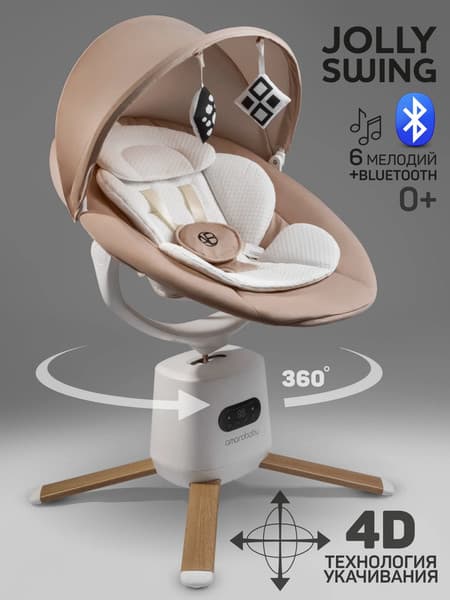 Качели для новорожденных Amarobaby Jolly swing | AB25-22JOLLY/0300 2
