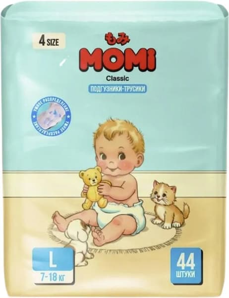 Подгузники-трусики детские Momi Classic L 7-18кг