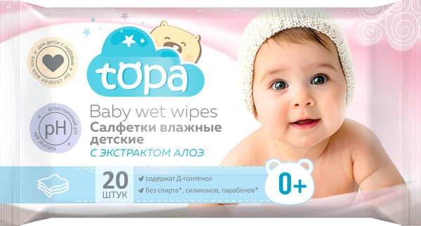 Влажные салфетки детские Topa Алоэ