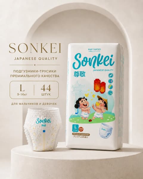 Подгузники-трусики детские SONKEI Premium L 9-14кг 2