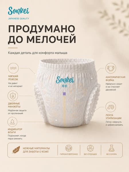 Подгузники детские SONKEI Super Thin XL 12-17кг 3