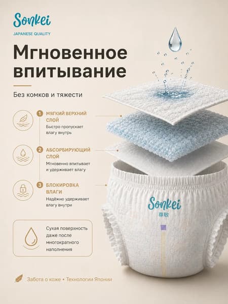 Подгузники детские SONKEI Super Thin Nb 2-5кг 4