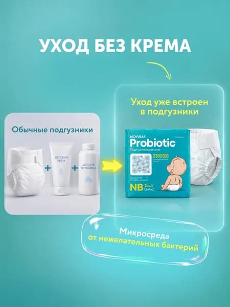 Подгузники детские Lovular Probiotic NB 0-4кг 5