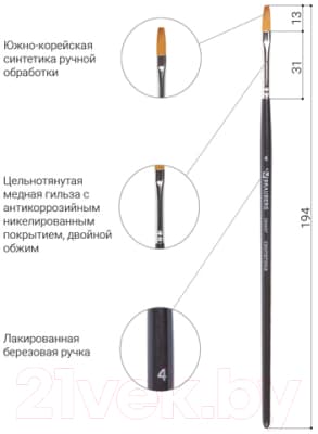 Кисть для рисования Brauberg Art Classic Синтетика мягкая 4 / 200697 3
