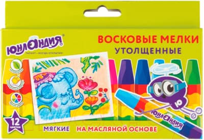 Восковые мелки Юнландия Юнландик и индийский слон / 227297