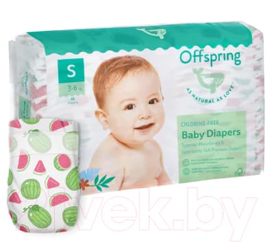 Подгузники детские Offspring S 3-6кг Арбузы / OF01S48WML 3