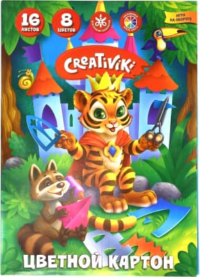 Набор цветного картона Creativiki КЦ16Л8ЦКР
